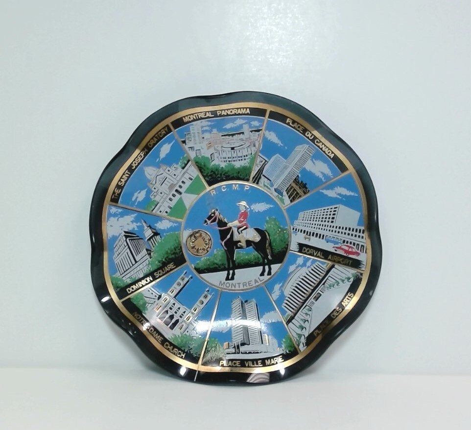 Vintage Canadian R.C.M.P. Montreal Souvenir Trinket Glass Dish
