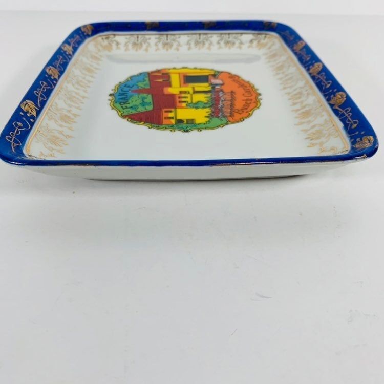 Vintage Bush Gardens France Tourist Plate Collector Gold Accent
