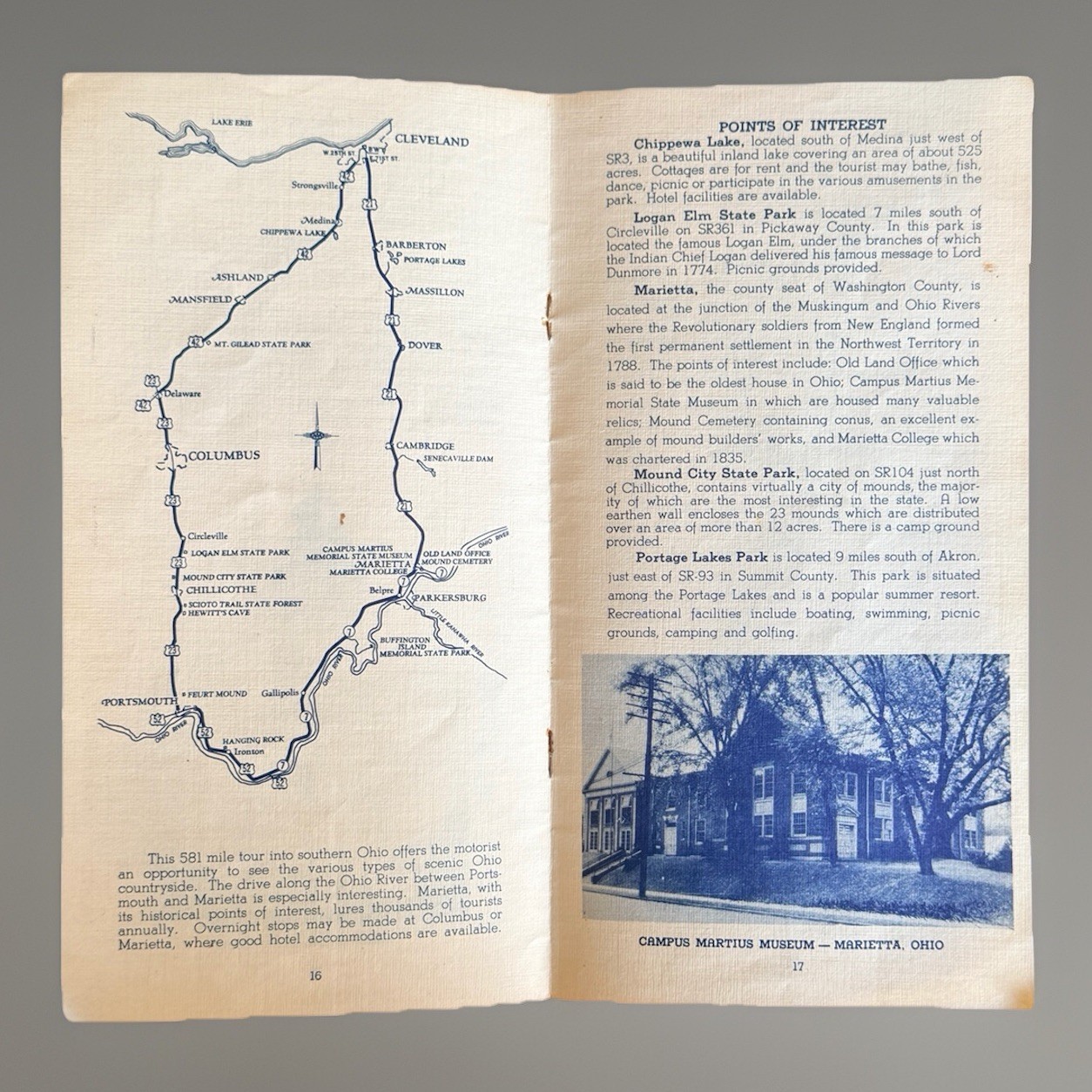 Vintage Ohio Tours State Parks Scenic Trails Cleveland Automobile Club Rare