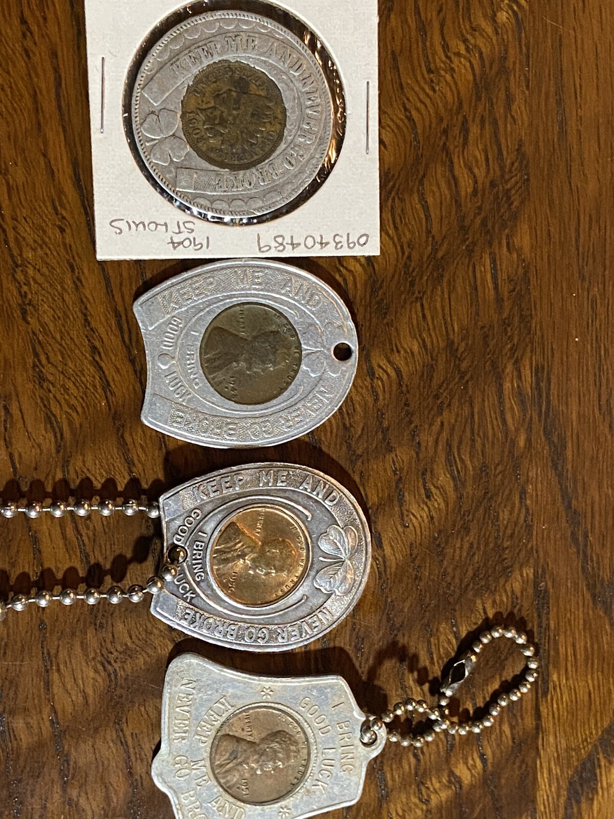 Collectible, 4 Good Luck Penny Charms. 3 Lincoln Pennies +1 Indian Head