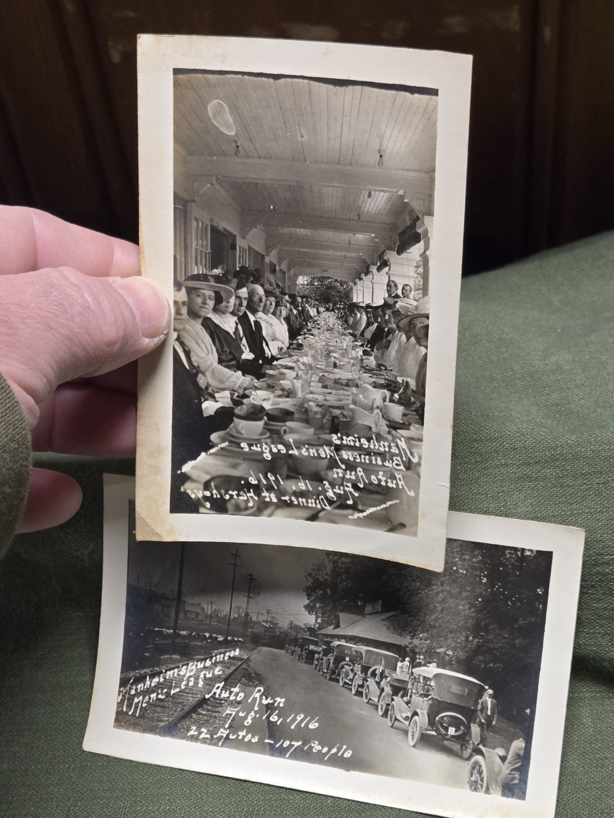 3 Old Vintage 1916 Manheim PA Business Man League Auto Run Photograph Car Photo