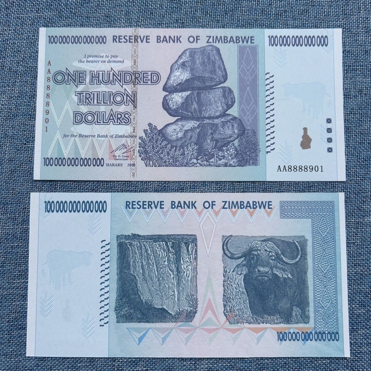 Zimbabwe One Hundred 100 Trillion Dollars Banknote Uncirculated Collectible Note