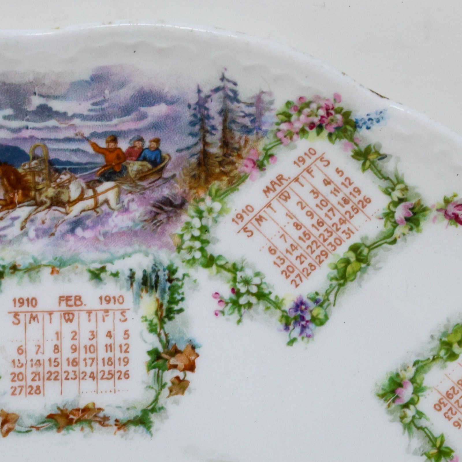 Antique 1910 Advertising Calendar Plate Lebanon Oregon 4-Seasons Homer Laughlin