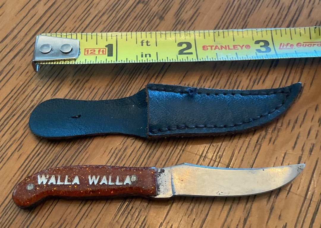 Walla Walla Washington Souvenir Miniature Knife & Leather Case Unbranded Old