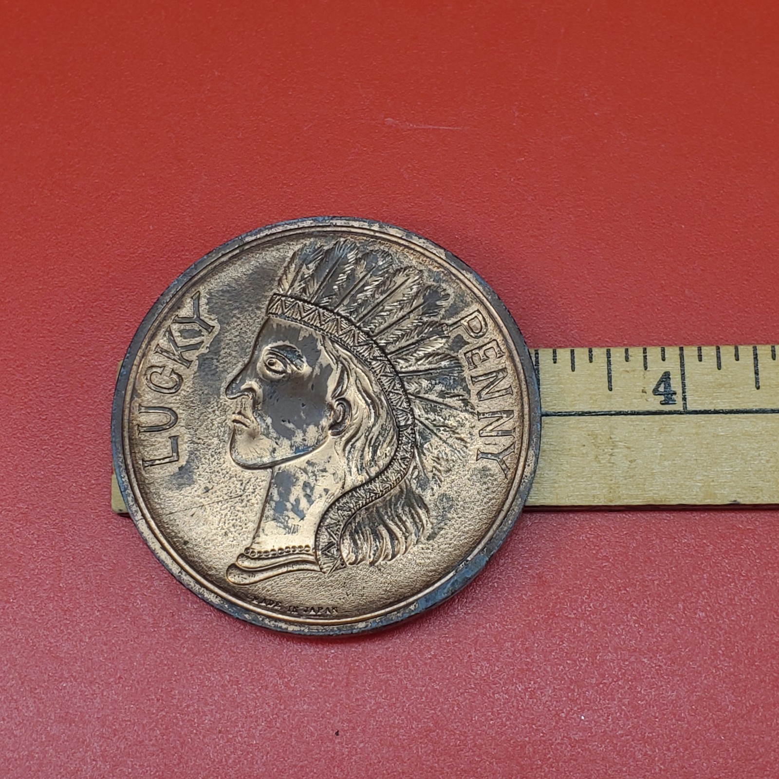 Lucky Penny City Hall Milwaukee Wisconsin Big Souvenir Indian Head 3″ Patina