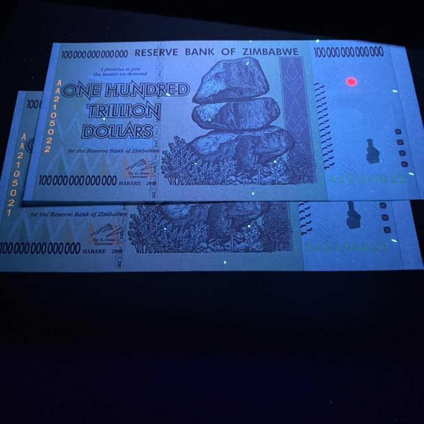 Zimbabwe 100 Trillion Dollar Banknote Uncirculated Currency Collectible UNC Note