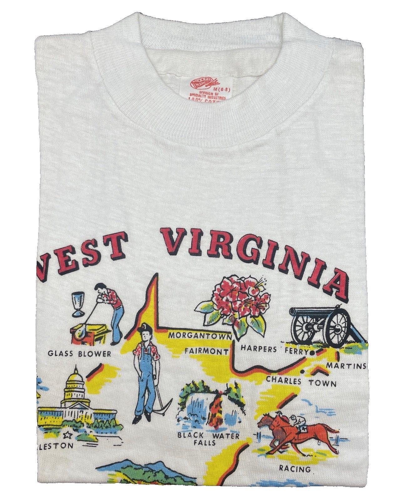 Vintage 70’s West Virginia T Shirt Hanco Kids 6-8 NOS Souvenir