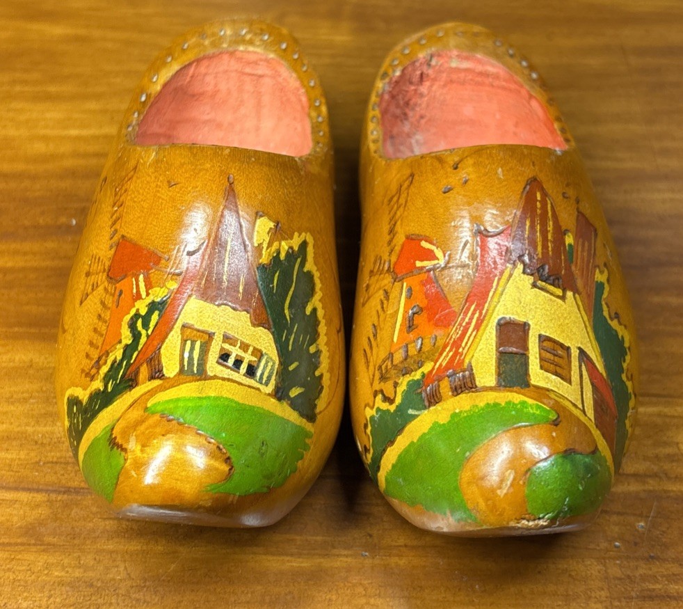 Vtg Hand Made Souvenir 5.5” Clogs Made In Holland