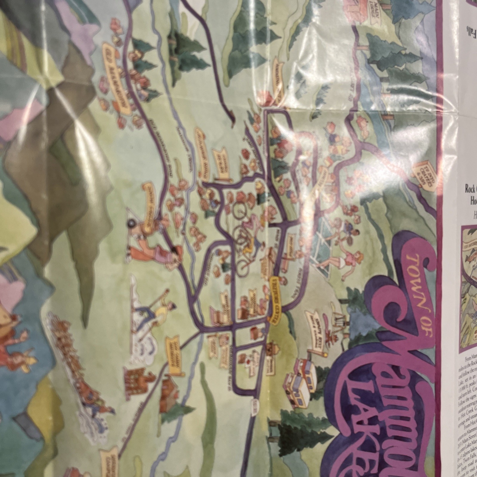 Colorful Pictorial Map MAMMOTH LAKES California Ski Area Ghost Town Tour Guide