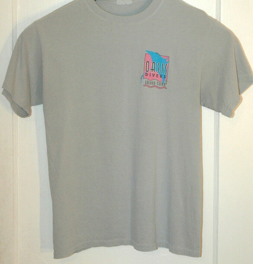 Vtg OASIS DIVERS GRAND TURK T Shirt 2 SIDED TEE Turks & Caicos Island OCEAN DIVE