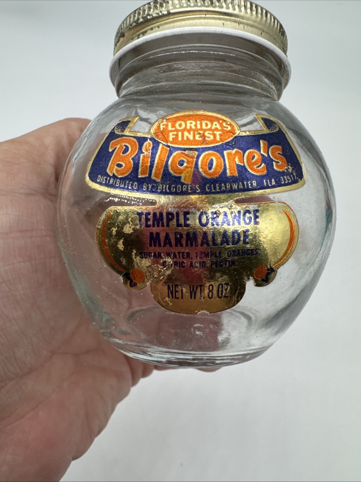 Vintage Bilgore’s Temple Orange Marmalade Clearwater Florida Round Jar