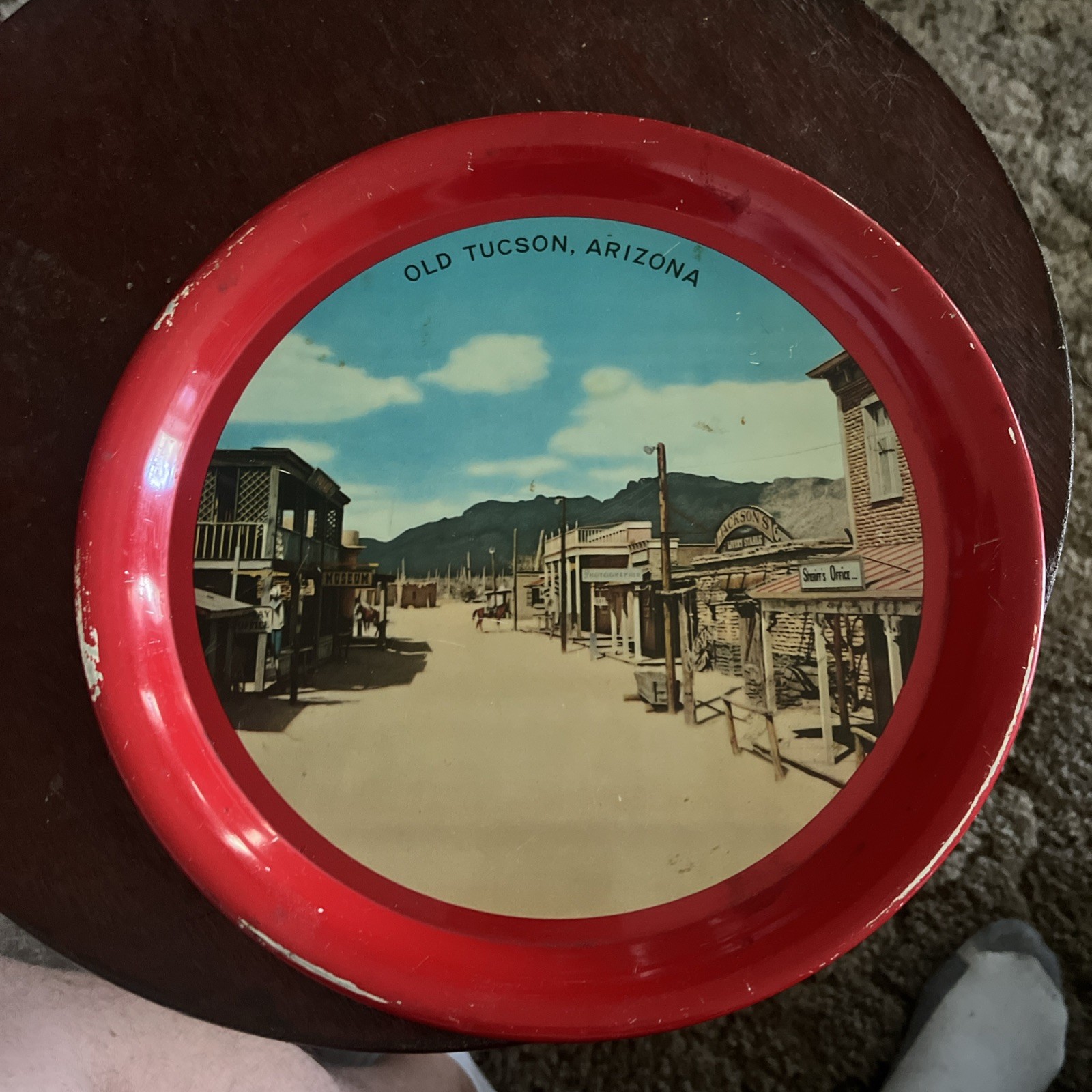 Old Tucson Arizona 10 Inch Souvenir Tray Vintage Collectible Souvenir Tray Tin