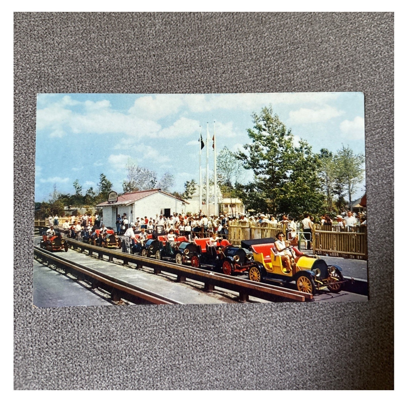 Vintage Pleasure Island Wakefield MA Postcard Horseless Carriages 1911 Cadillacs
