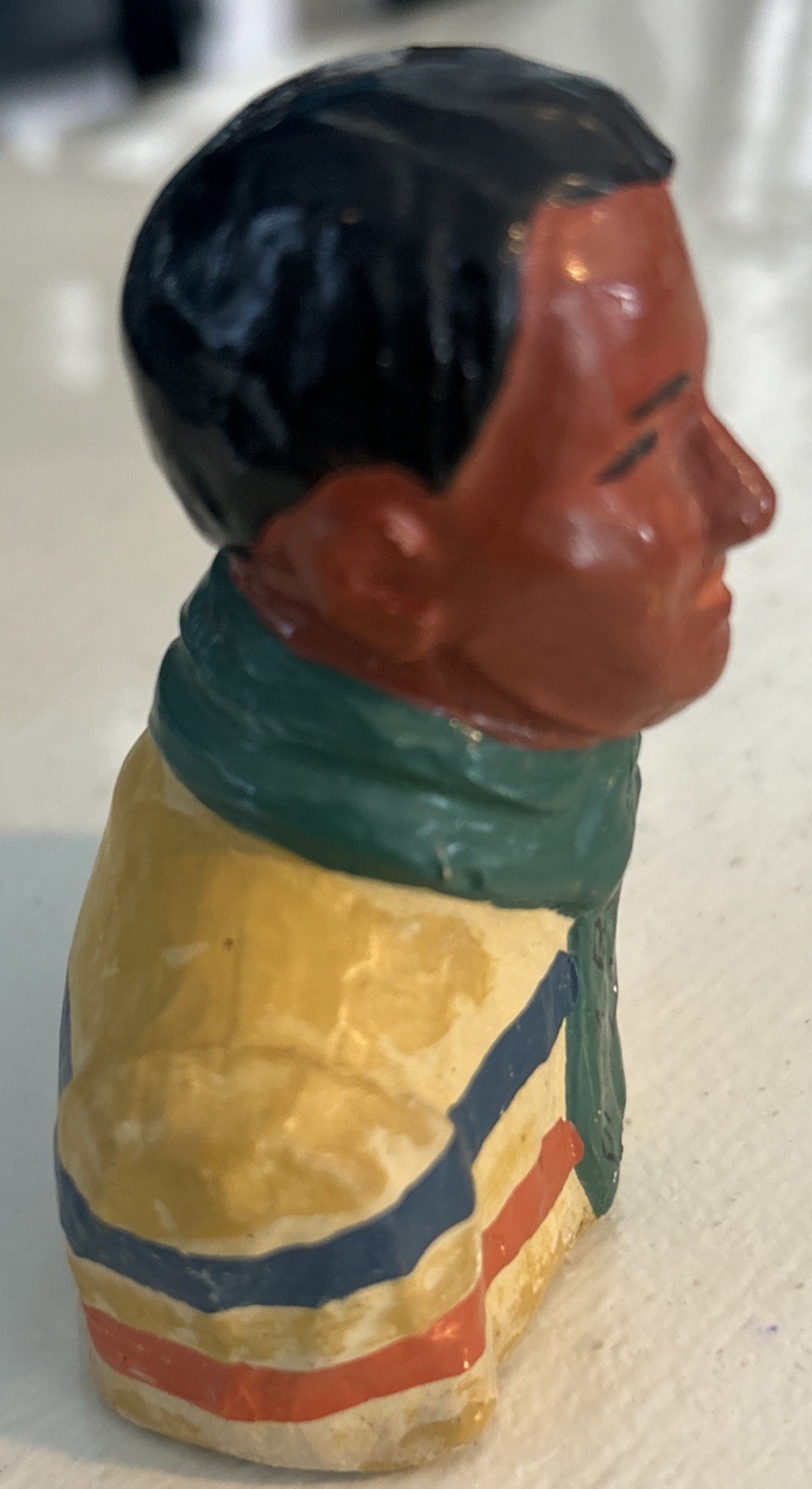 Vintage Florida Seminole Indian Man 3” Bust Hand Made Palm Beach, FLA. Rare HTF