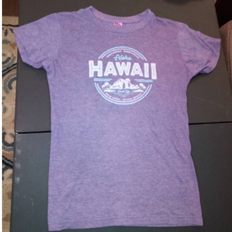 ISLAND GIRL Purple Hawaiian T-Shirt Souvenir Size Small