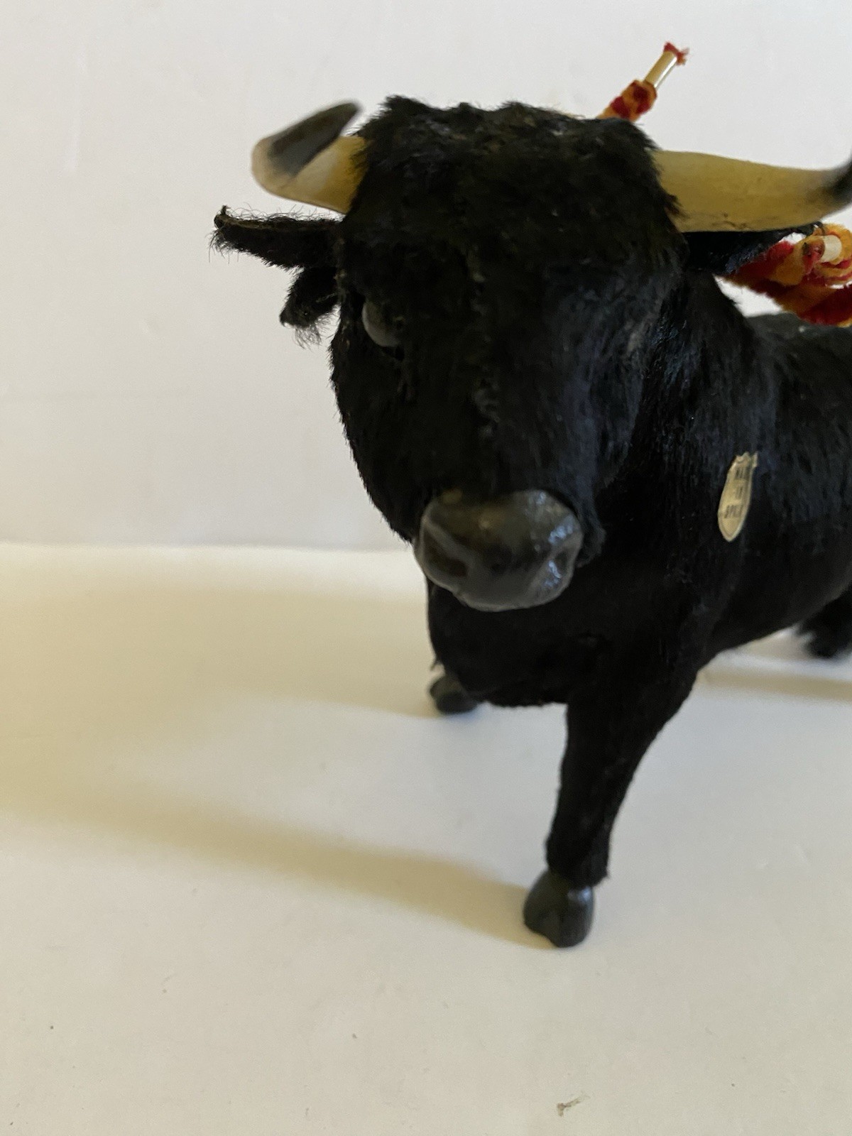 Bull Figurine Plush Black Made in Spain Spanish Souvenir – 6″ Tall, 9” Long