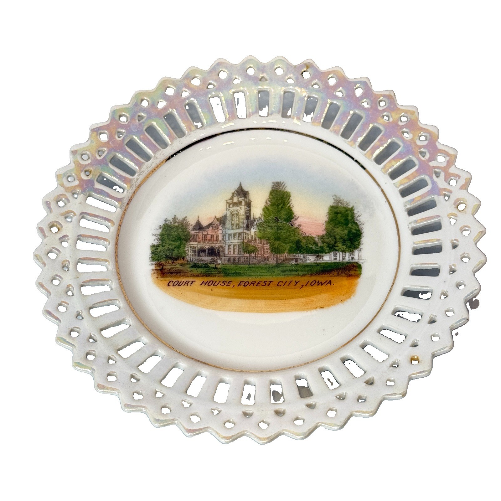FOREST CITY IOWA IA Antique COURT HOUSE Germany SOUVENIR PLATE DISH
