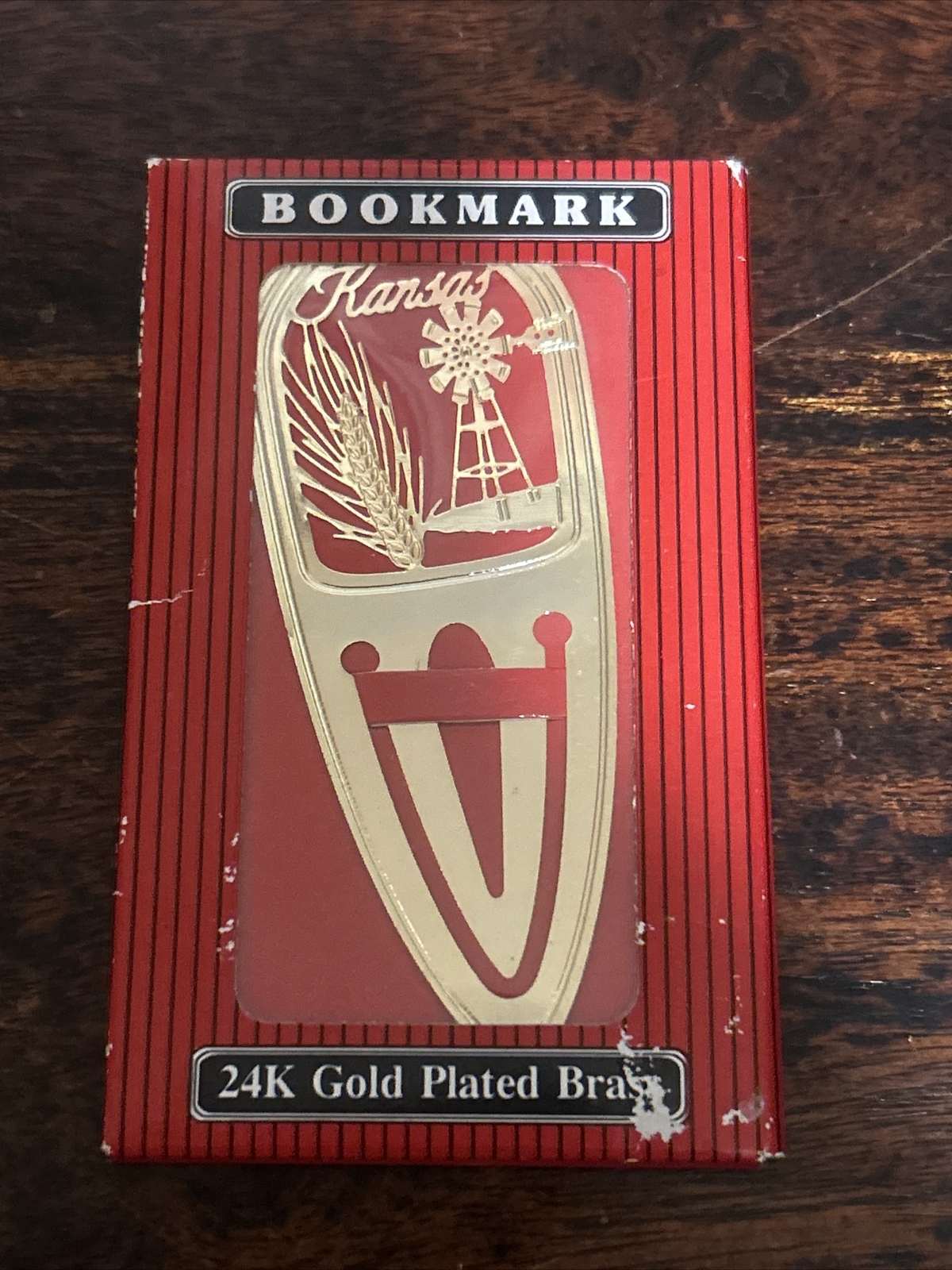 Kansas 24K Gold Plated Brass Bookmark Approx 3″ Souvenir New