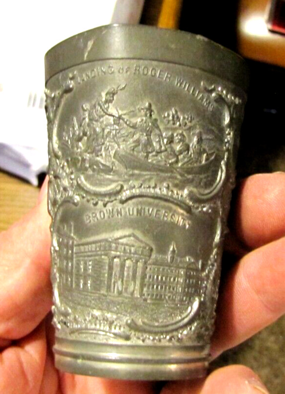 Vintage Pewter Cup Souvenir Tumbler Providence Rhode Island Tilden Thurber 1880s