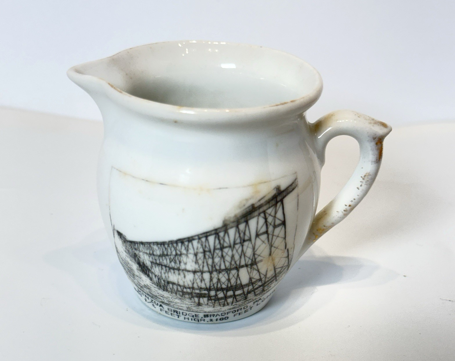 BRADFORD Pennsylvania PA Antique KINZUA BRIDGE Souvenir TRINKET CREAMER