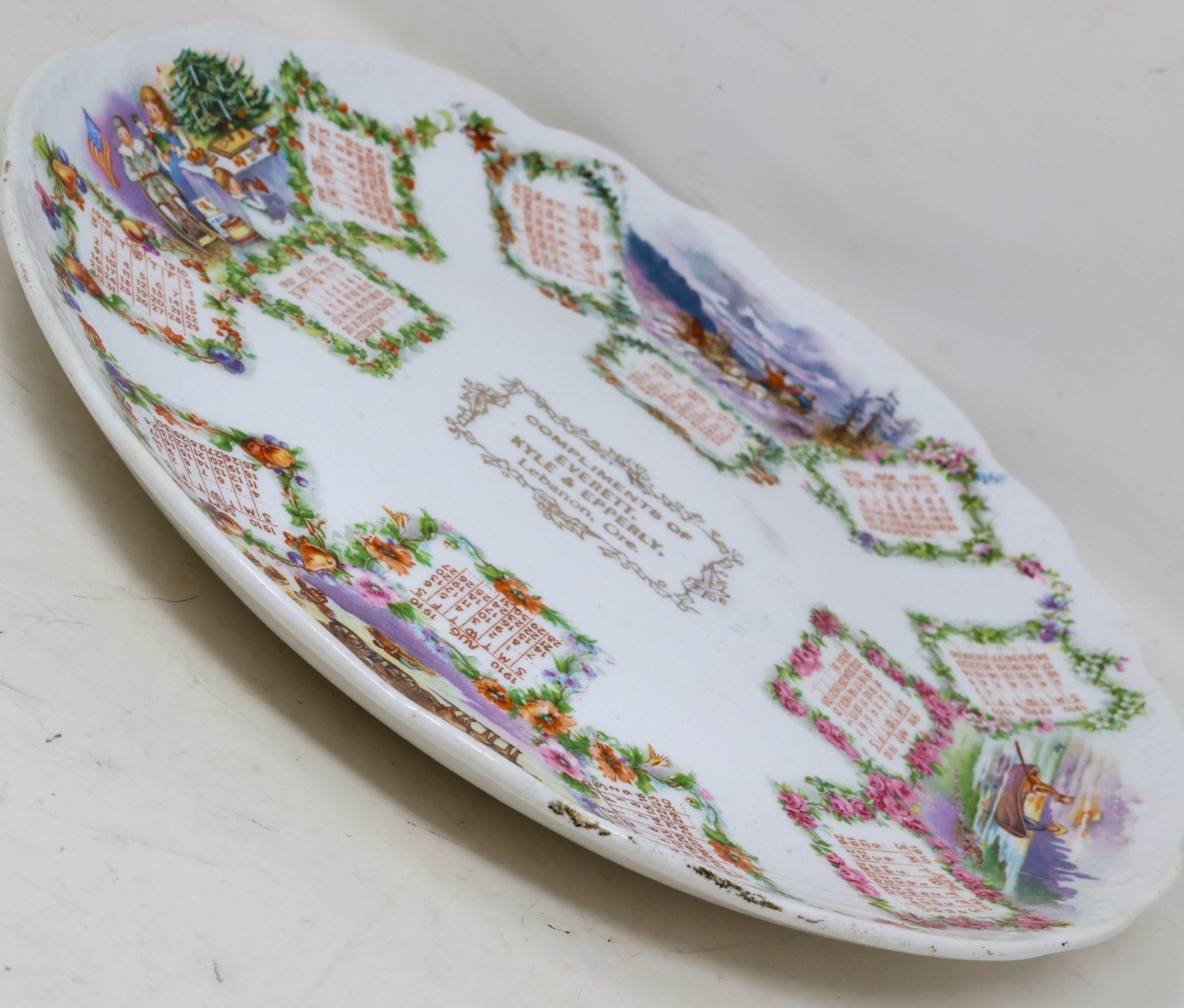 Antique 1910 Advertising Calendar Plate Lebanon Oregon 4-Seasons Homer Laughlin