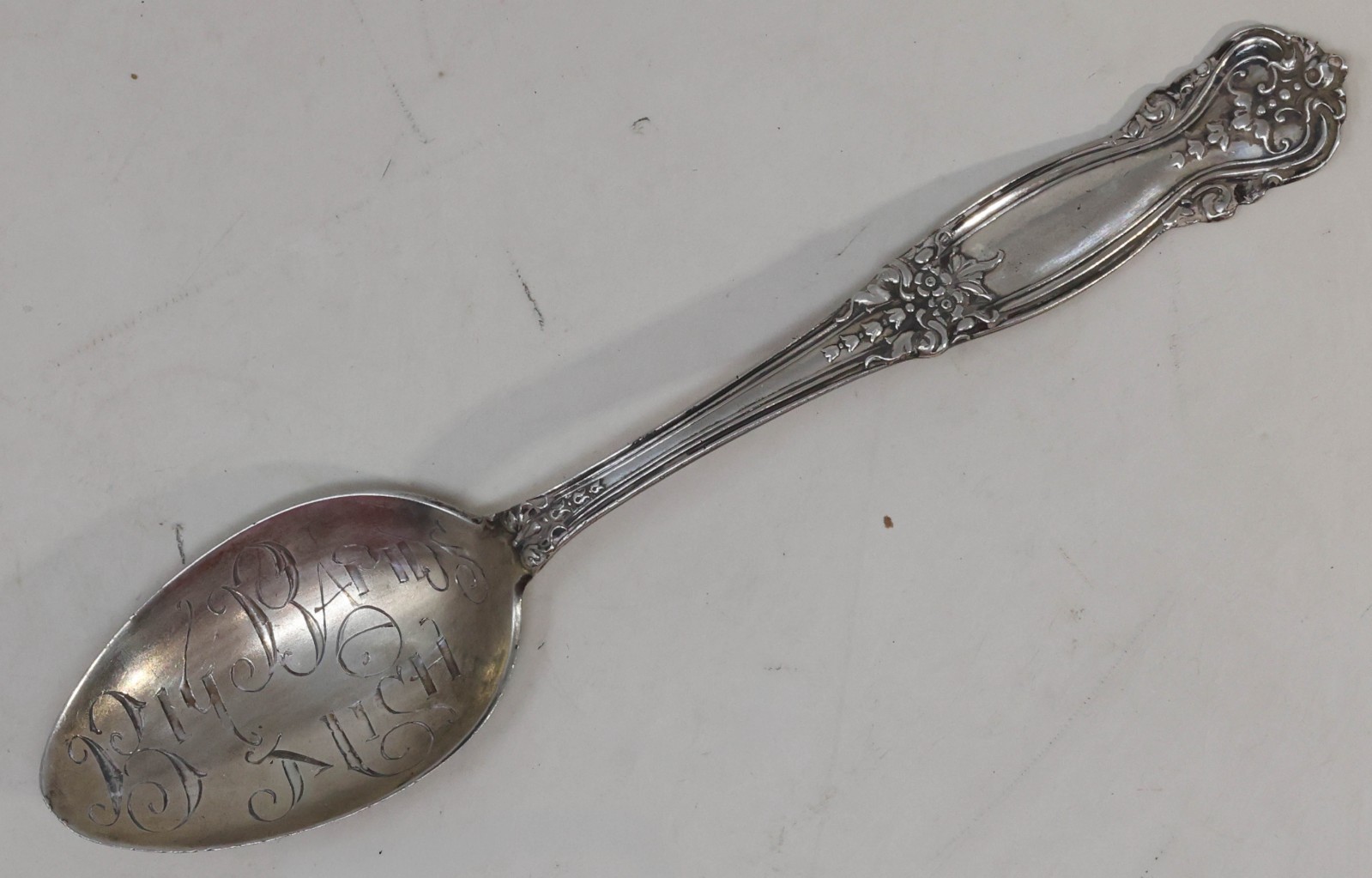 1899 Antique Sterling Silver Souvenir Spoon Big Rapids Michigan 12 Grams Wendell