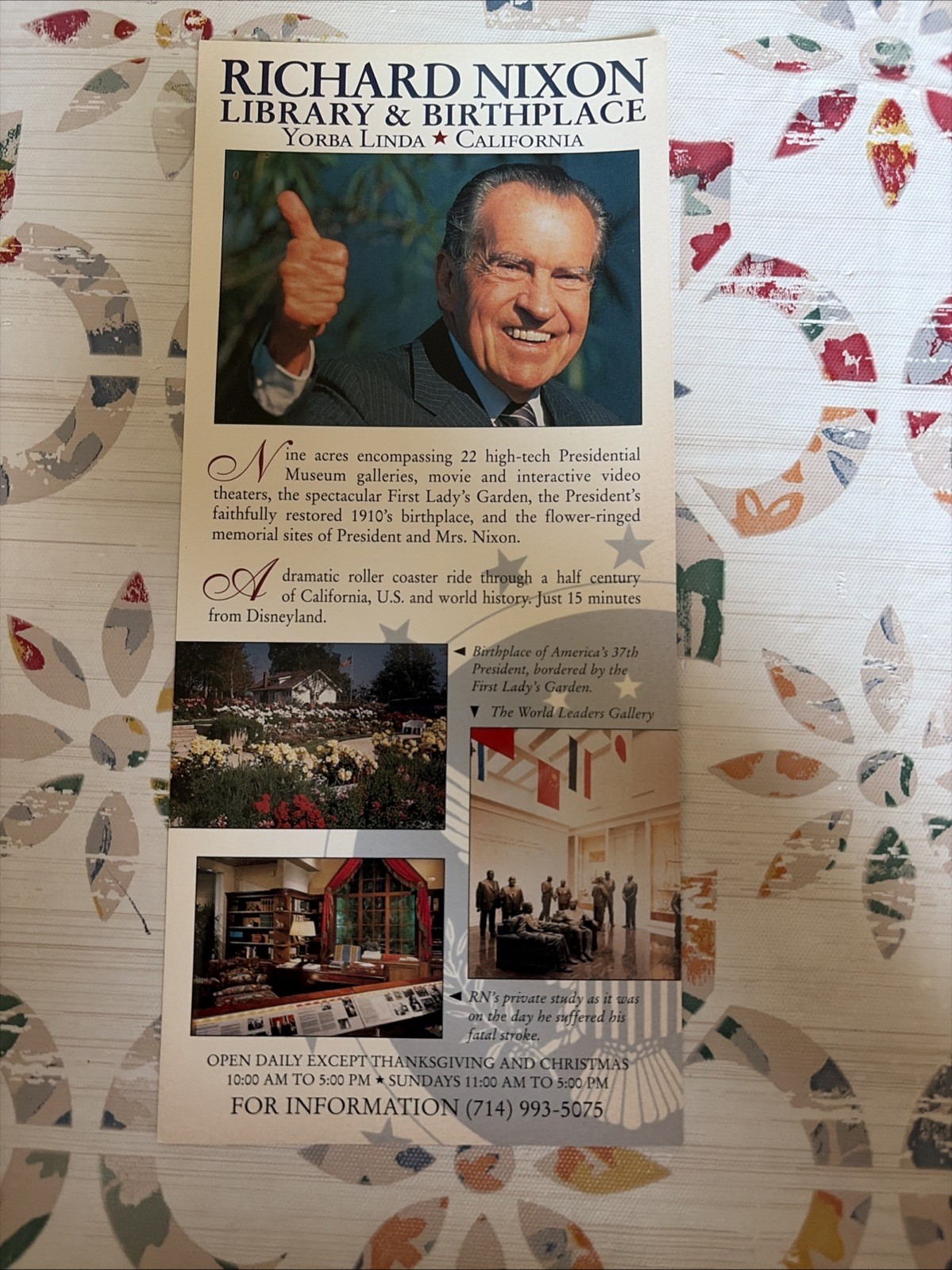 Richard Nixon Library & Birthplace Advertising Flyer ca 2000 Yorba Linda Ad