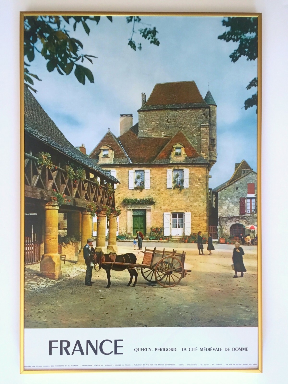 VTG MID CENTURY PERIGORD FRANCE LITHOGRAPH PRINT FRAMED COLLECTOR TRAVEL POSTER