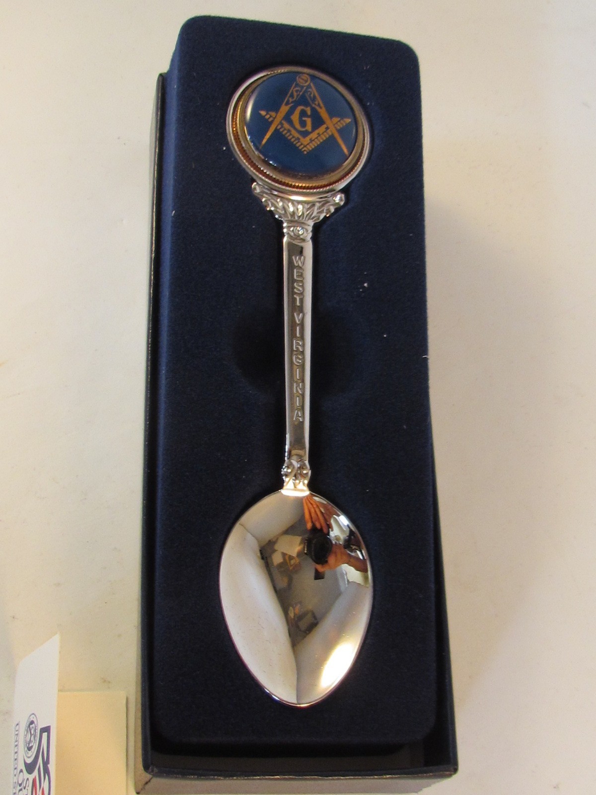 MASONIC MASON epoxy on 50 State Quarter Spoon NEW JERSEY Stem U.S .Mint