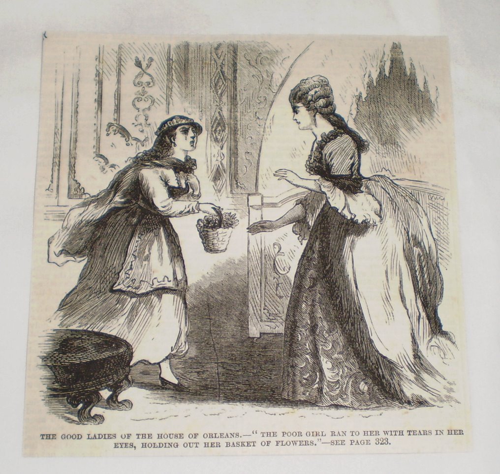 1870 magazine engraving ~ GOOD LADIES OF THE HOUSE OF ORLEANS