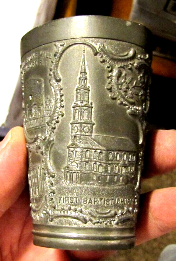 Vintage Pewter Cup Souvenir Tumbler Providence Rhode Island Tilden Thurber 1880s