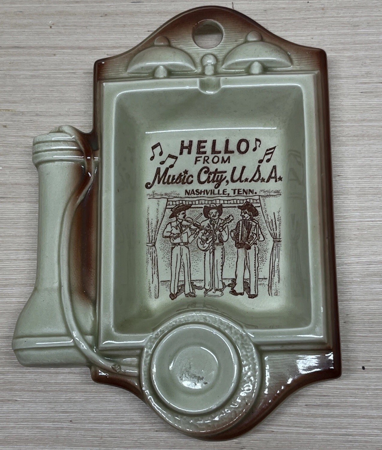 Vtg Music City USA Nashville Tennessee Telephone Ceramic Ashtray Trinket Dish
