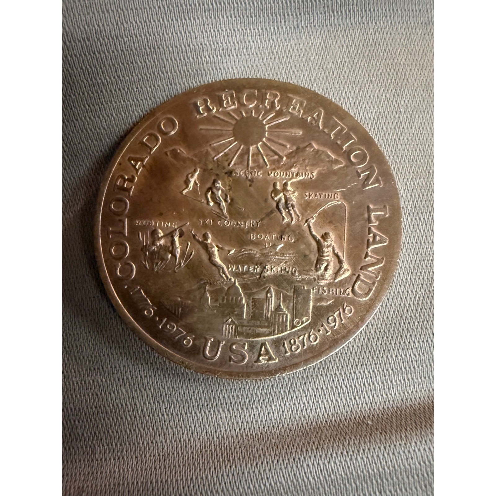 VTG 1970s State of Colorado Centennial Bicentennial Token Medal 1876 1976 Brass