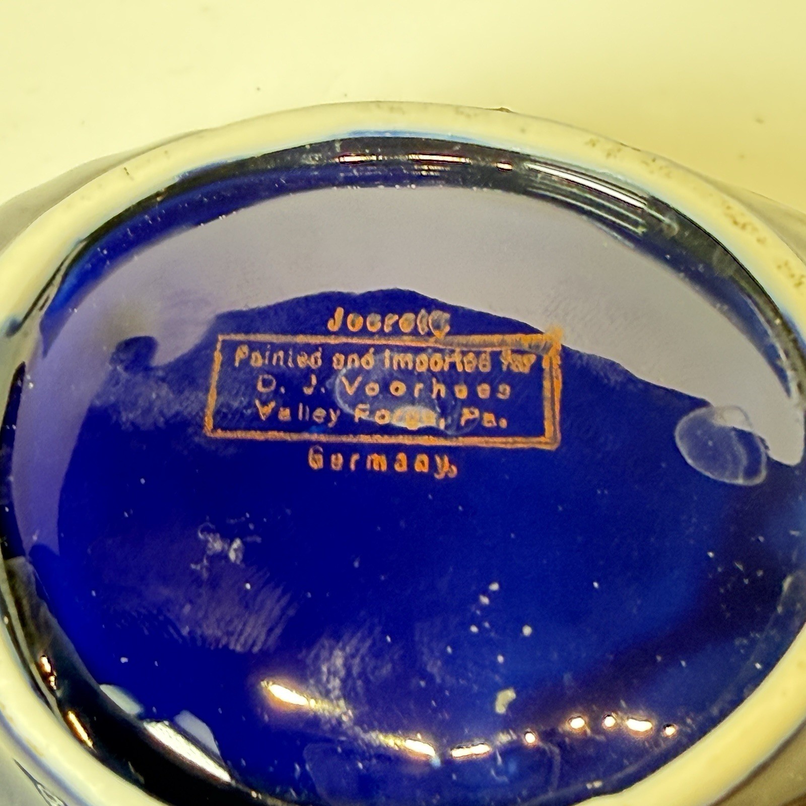 VALLEY FORGE PA Pennsylvania WASHINGTON Antique COBALT Souvenir TRINKET DISH