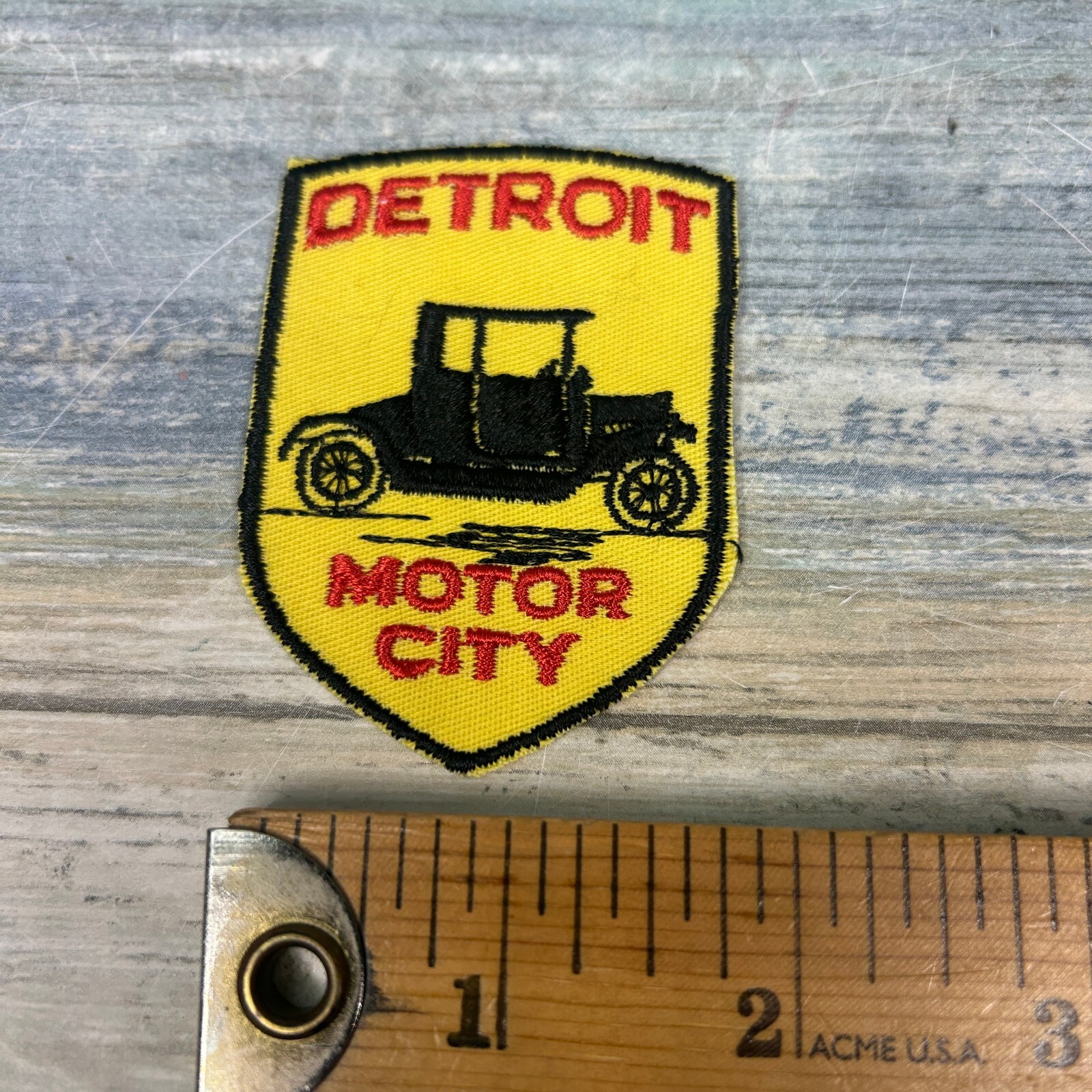 Detroit Motor City Antique Car Automobile Auto Michigan Yellow Embroidered Patch