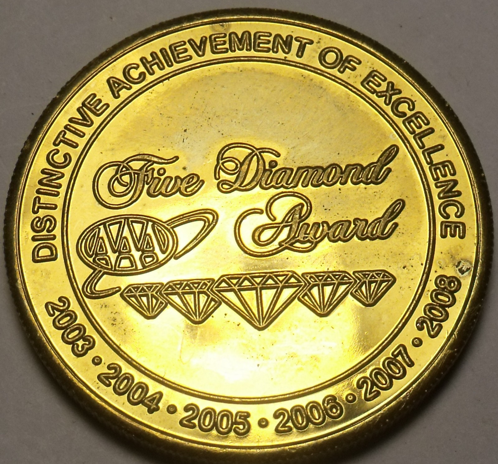 24k Gold Plated AAA 5 Diamond Award For Excellence~Ponte Vedra Inn & Club~FR/Shi