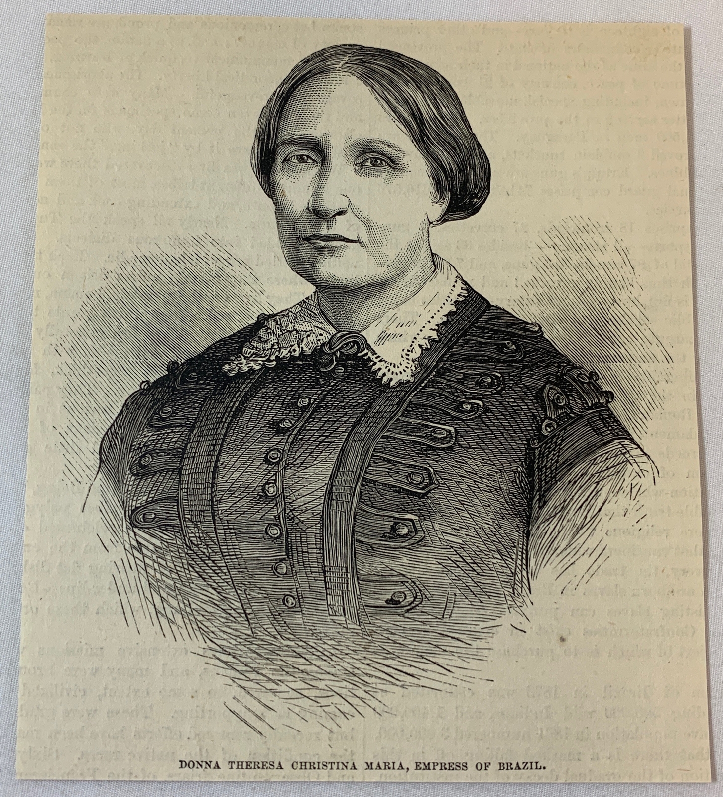 1876 magazine engraving~ DONNA THERESA CHRISTINA MARIA Empress of Brazil