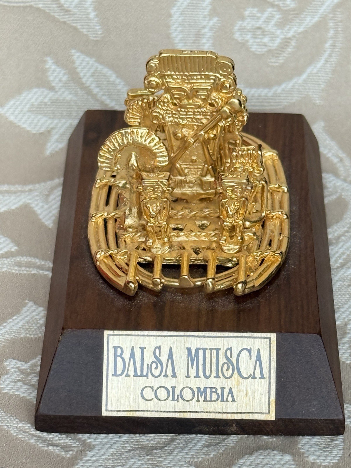 Balsa Muisca Columbia Replica 24K Gold Plated With Base And Case
