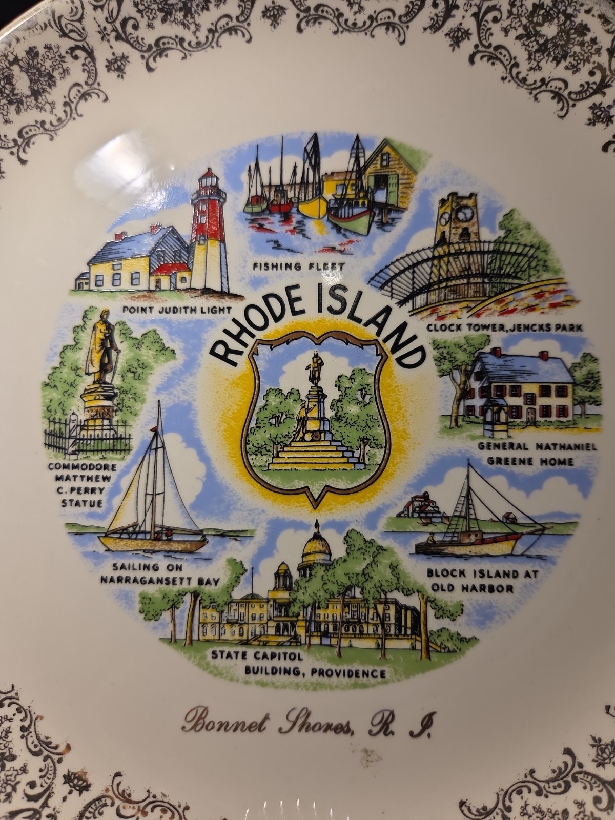 Vntg Rhode Island Souvenir Plate Bonnet Shores