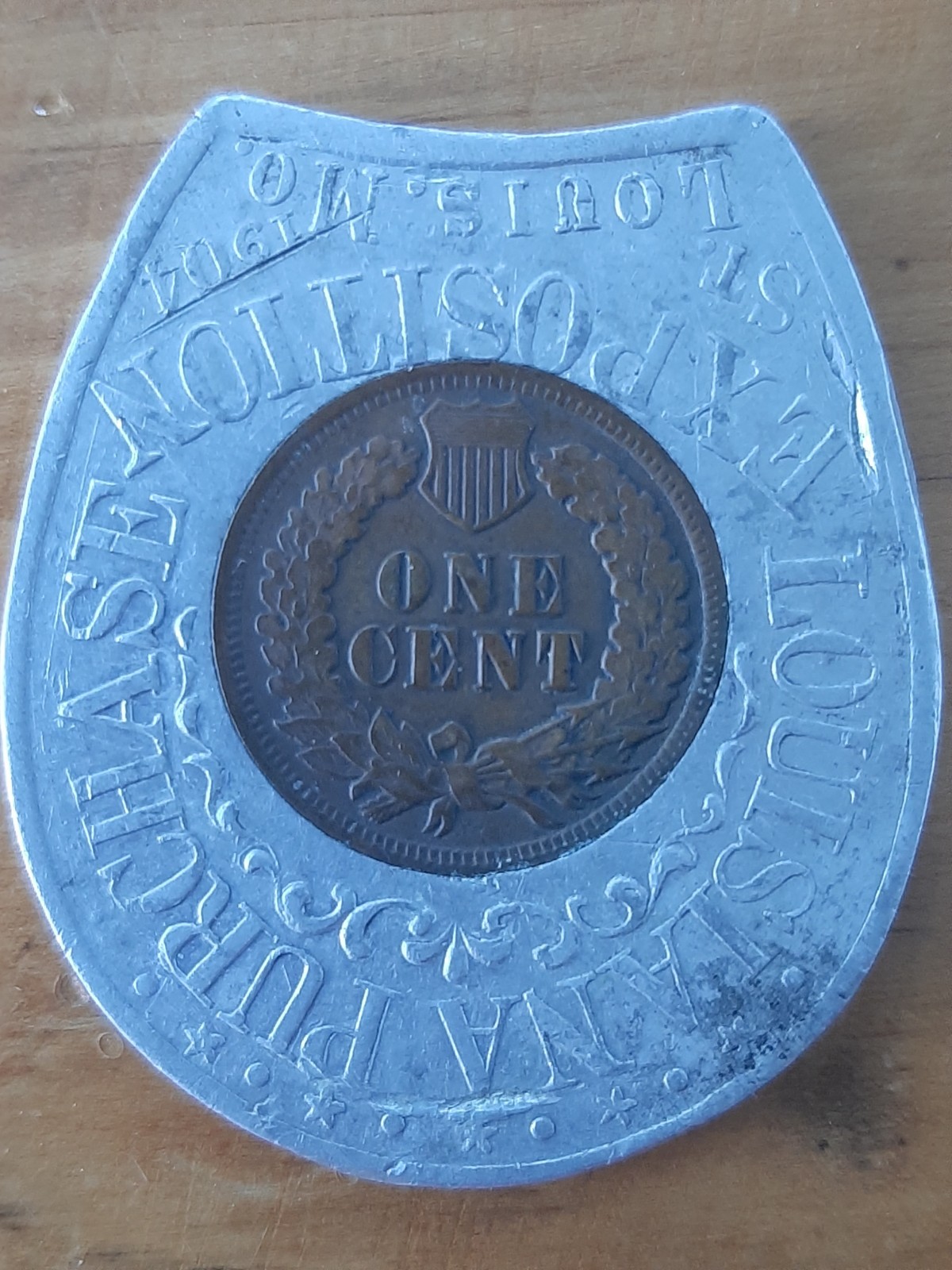 Louisiana Purchase Exposition 1904 w/ Indian Head Penny Good Luck Horse Shoe