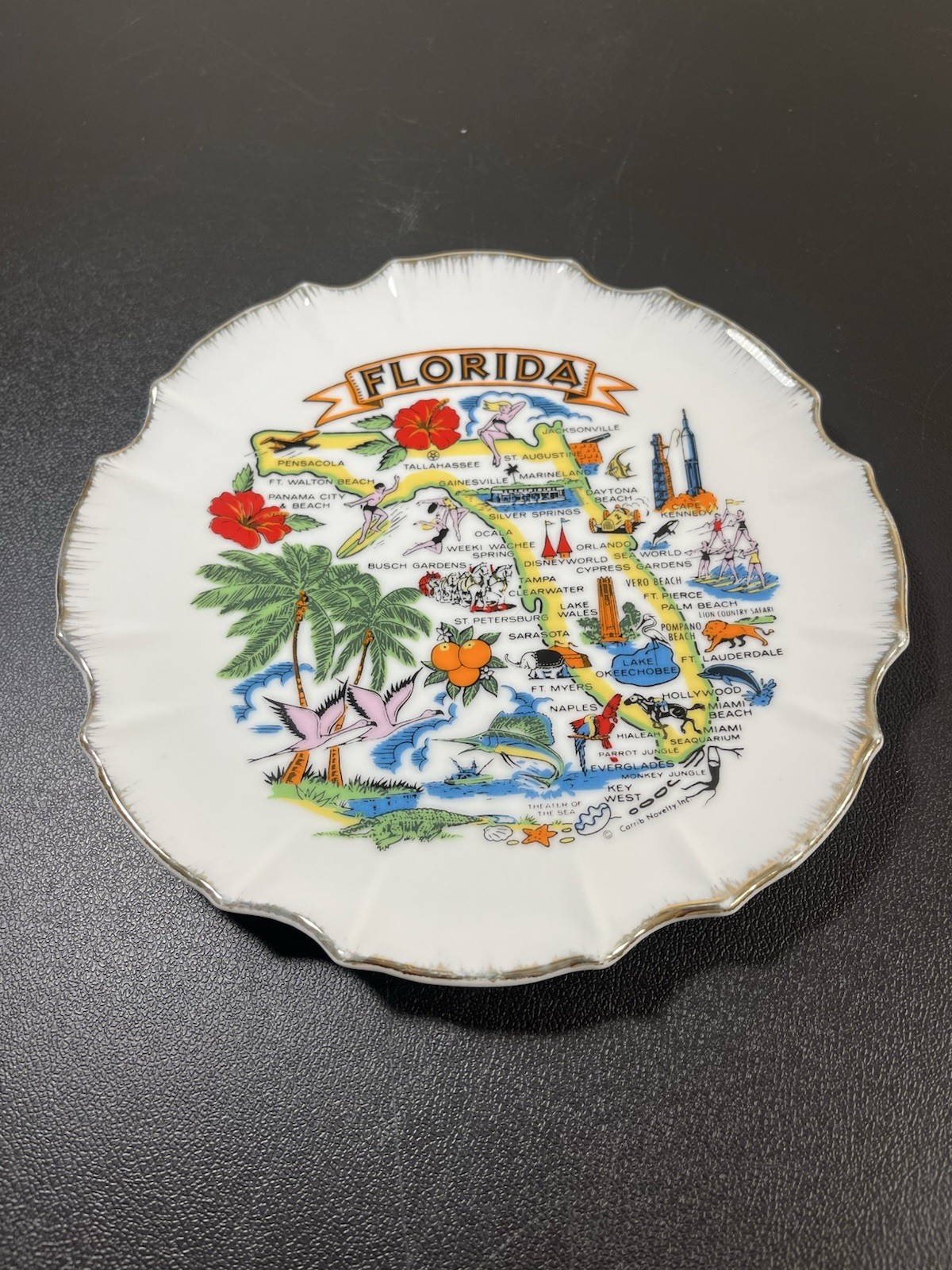 Florida Souvenir White Plate 7″ Popular Destinations Vintage