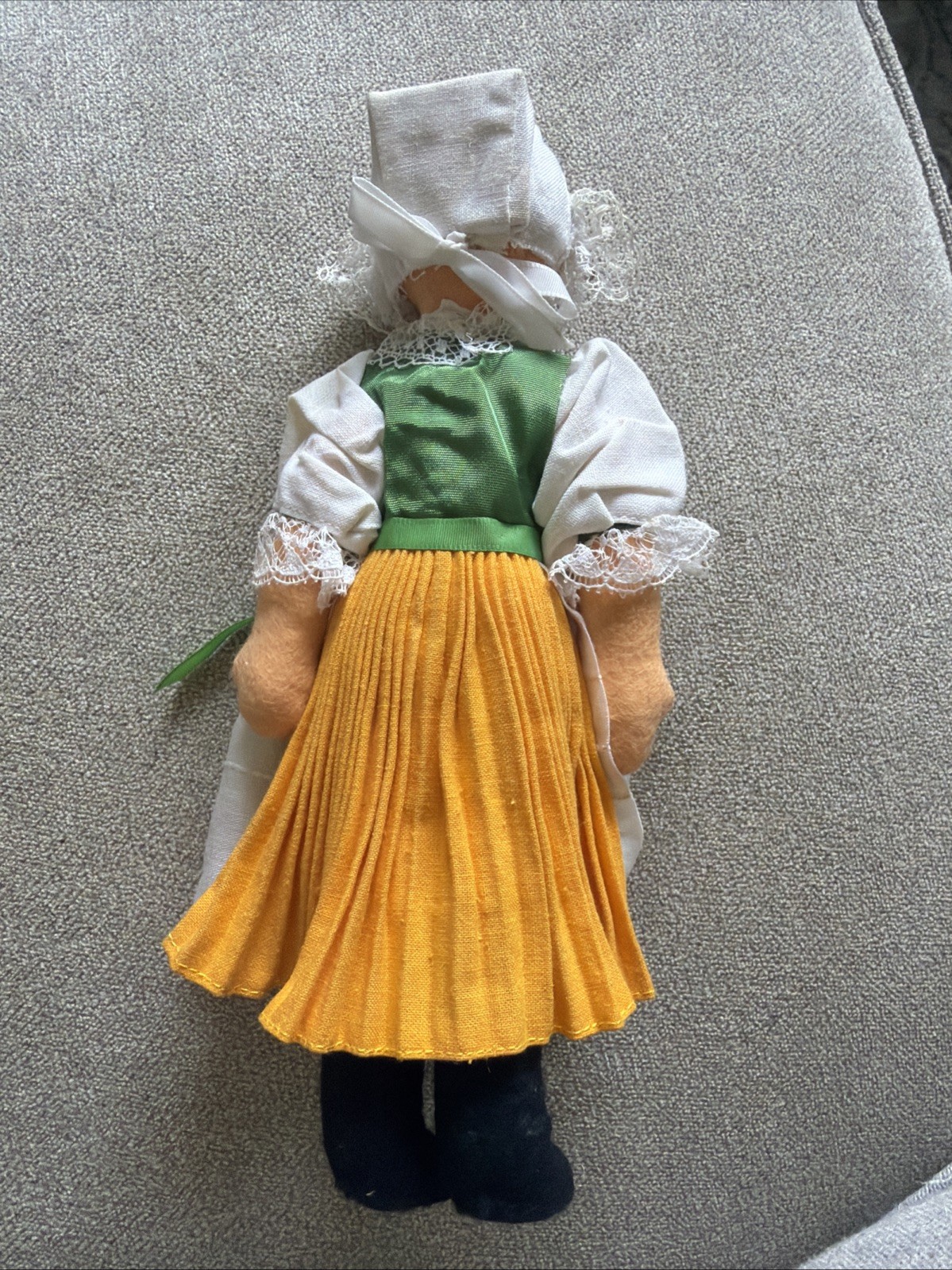 Vintage Cultural Souvenir Cloth Felt DOLL Wire Frame Eastern Europe 8”
