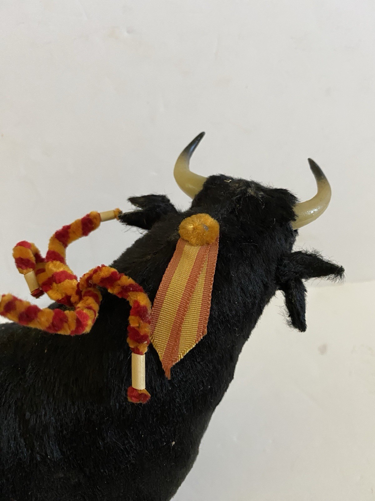Bull Figurine Plush Black Made in Spain Spanish Souvenir – 6″ Tall, 9” Long