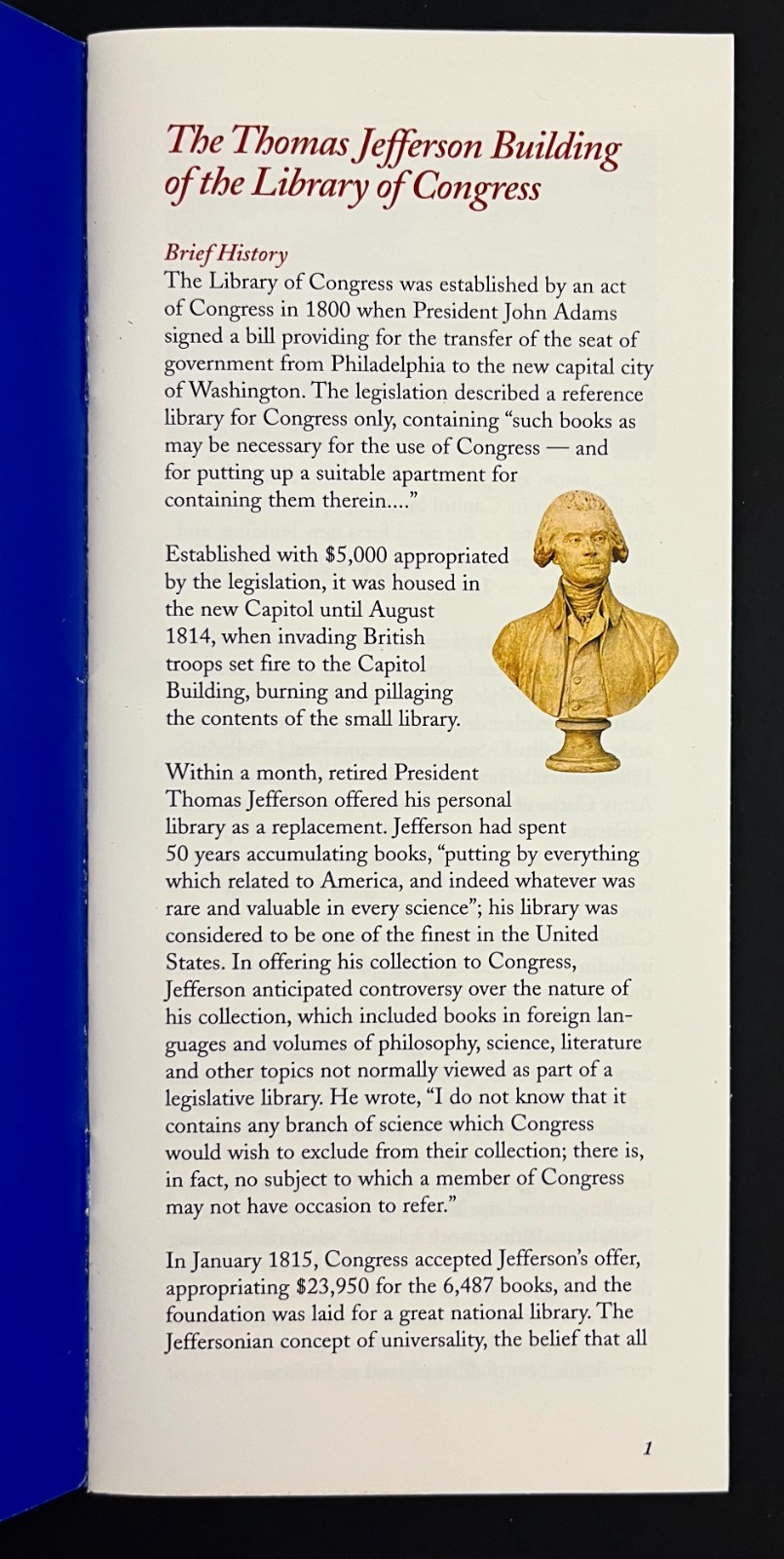 1997 Library Of Congress Jefferson Building Map Washington DC VTG Booklet